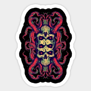 Skull Octopus Retro Tentacles Sticker
